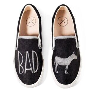 Inkkas Unisex Badass  Shoes wo' 13 | men's 11 black slip on canvas rubber casual